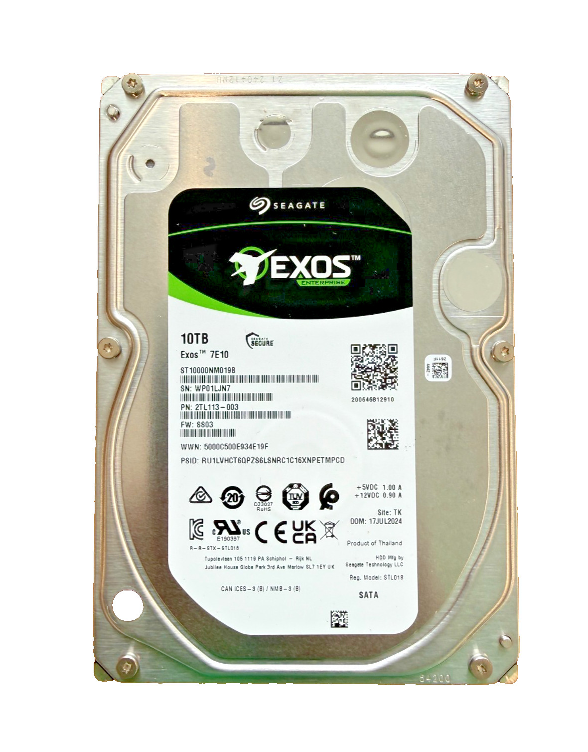 Seagate Exos 7E10 10TB ST10000NM019B 7.2K RPM SATA 6GB/s 3.5″ Enterprise HDD