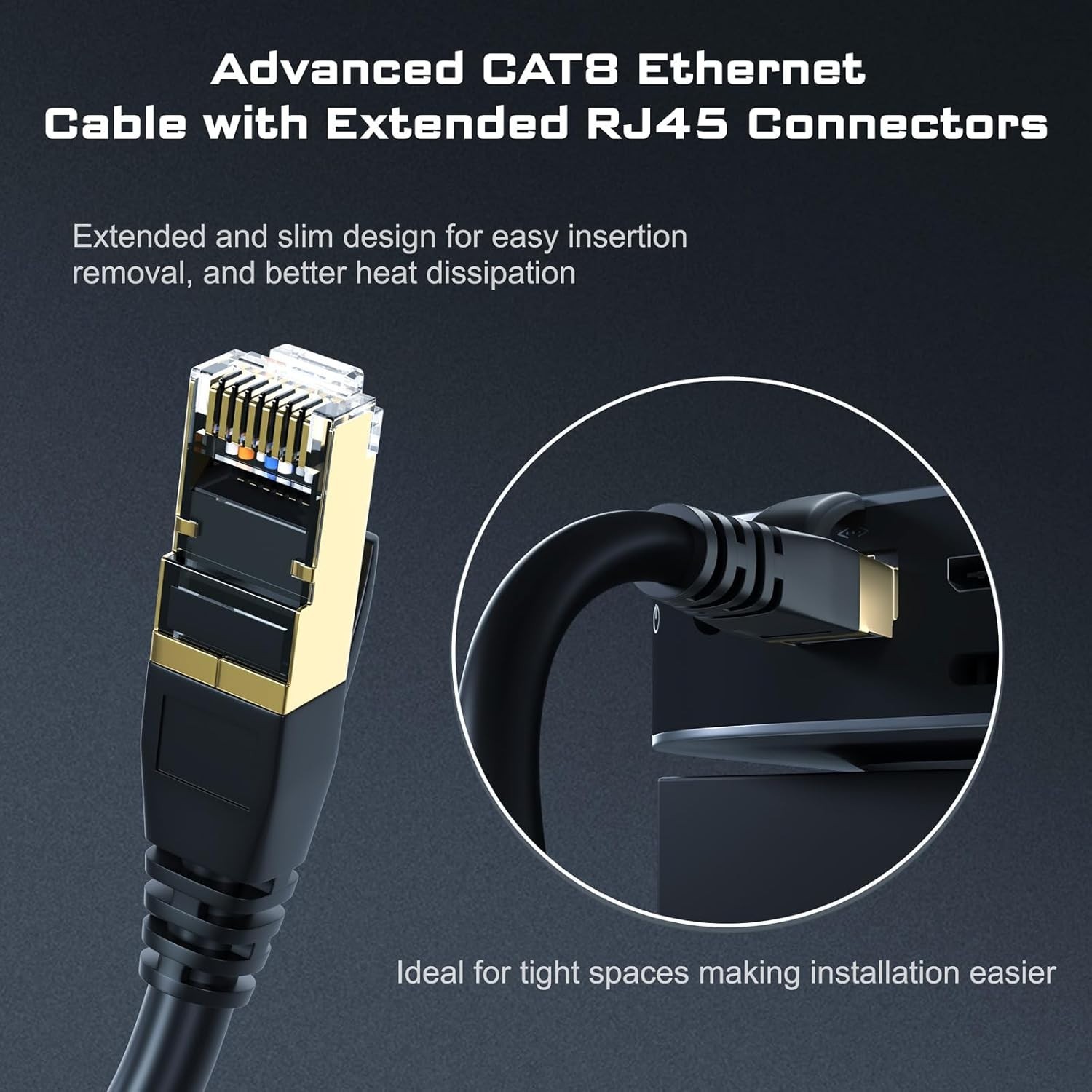 Cat8 6FT Ethernet Cable – Heavy Duty, High Speed, Weatherproof with RJ45 Conn…