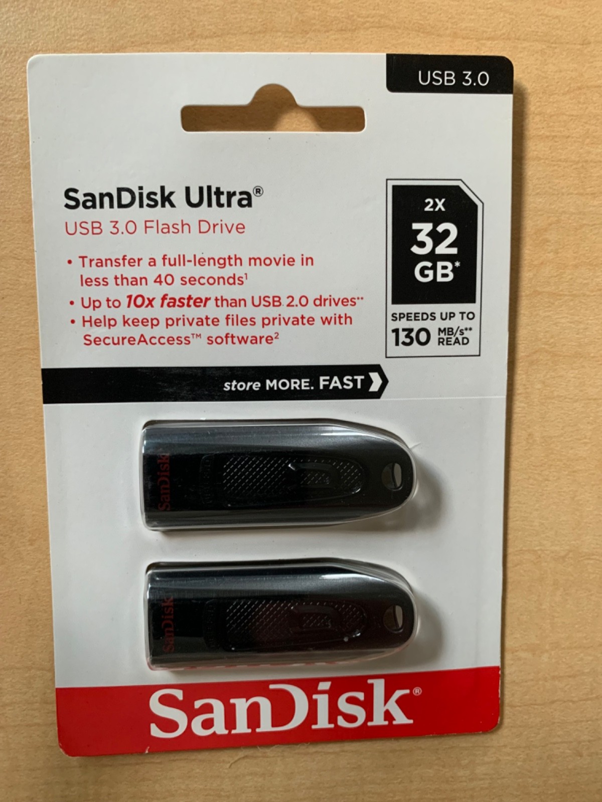 NEW 2 pack SanDisk Ultra USB 32GB 3.0 Flash Drives