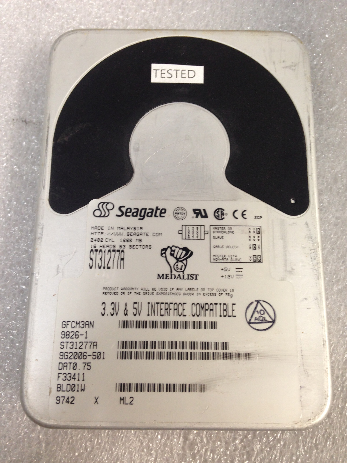 Seagate ST31277A P/N 9G2006-501 1.28GB IDE 3.5” Hard Drive”