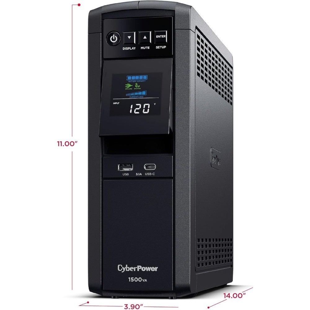 UPS Battery Backup and Surge Protector 1500VA 1000W PFC Sinewave AVR 12 Outlets