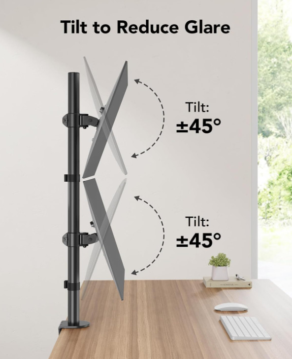 Soporte Vertical Doble para Monitores 17-32″ VESA Ajustable de Escritorio, Nuevo