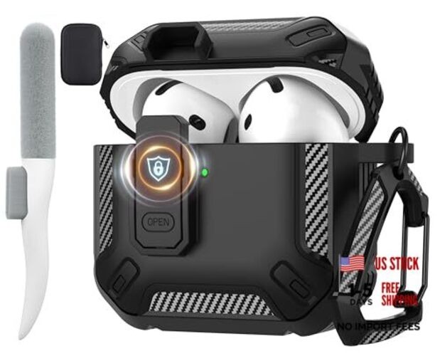 for AirPods 4 Case with Lock, AirPods 4th Generation AirPods 4 Case 2024 Black