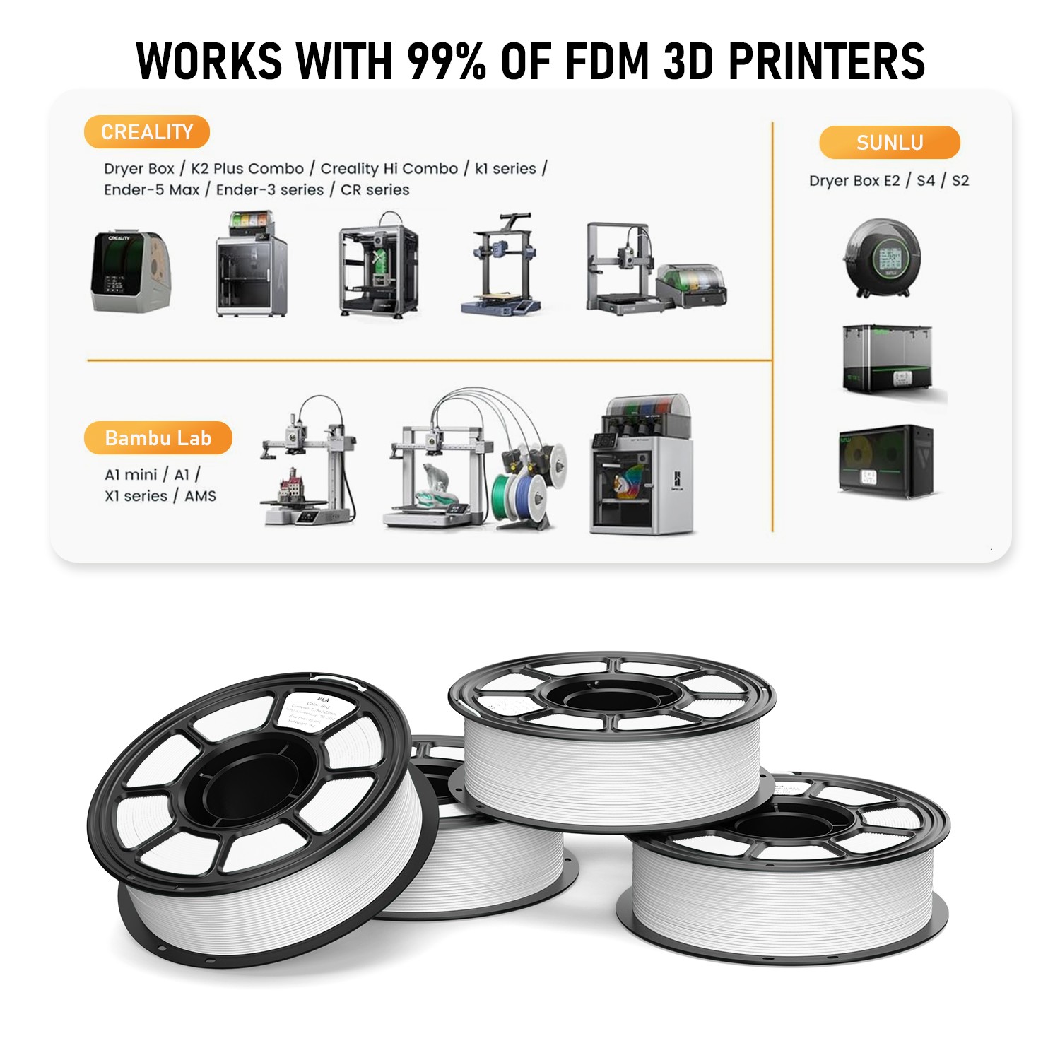FILAZOO 5PCS 3D Printer Filament 1KG PLA 1.75mm 40-50mm/s PLA Filament Lot