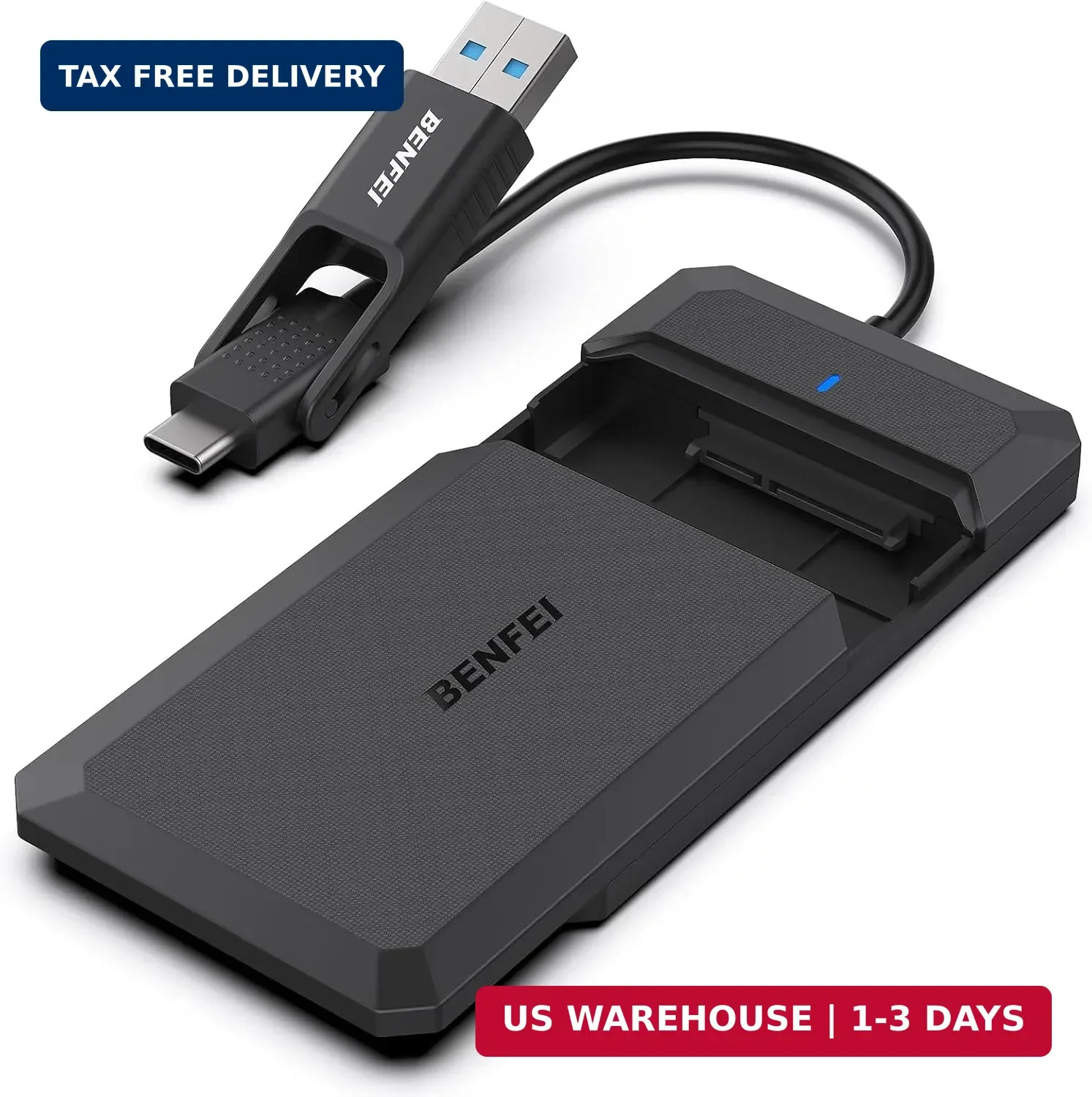 BENFEI 2.5 Inch SATA to USB Tool Free External Hard Drive Enclosure, USB Type-C/