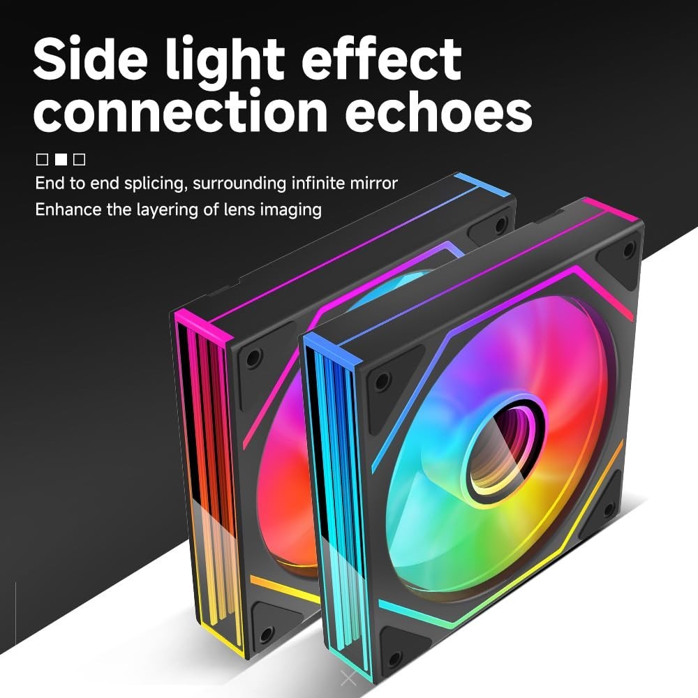 Prism6 MAX 120mm ARGB PC Case Fans – 3-Pack with Infinite Mirror RGB Lighting…