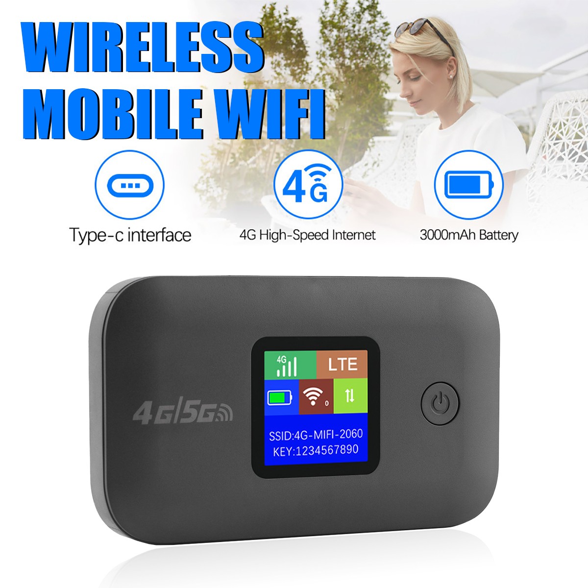 Unlocked Hotspot 4G/5G LTE Wireless WiFi Router Mobile Broadband MIFI LCD 3KmAh