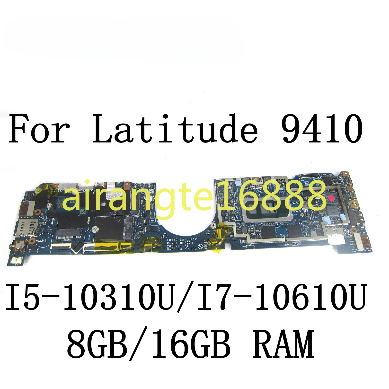 For DELL Latitude 9410 Motherboard with I5 I7 CPU 8GB/16GB FDV40 LA-J541P