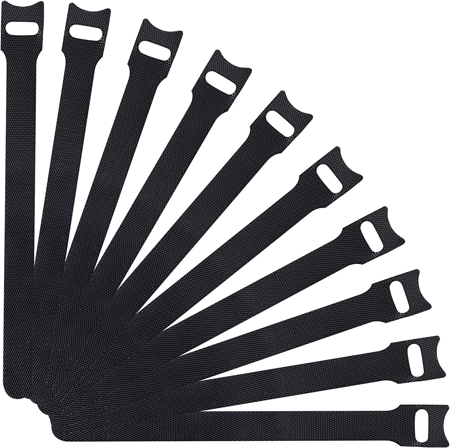 50 Pcs Cable Straps Black Wire Cord Hook Loop Ties Reusable Fastening Organizer