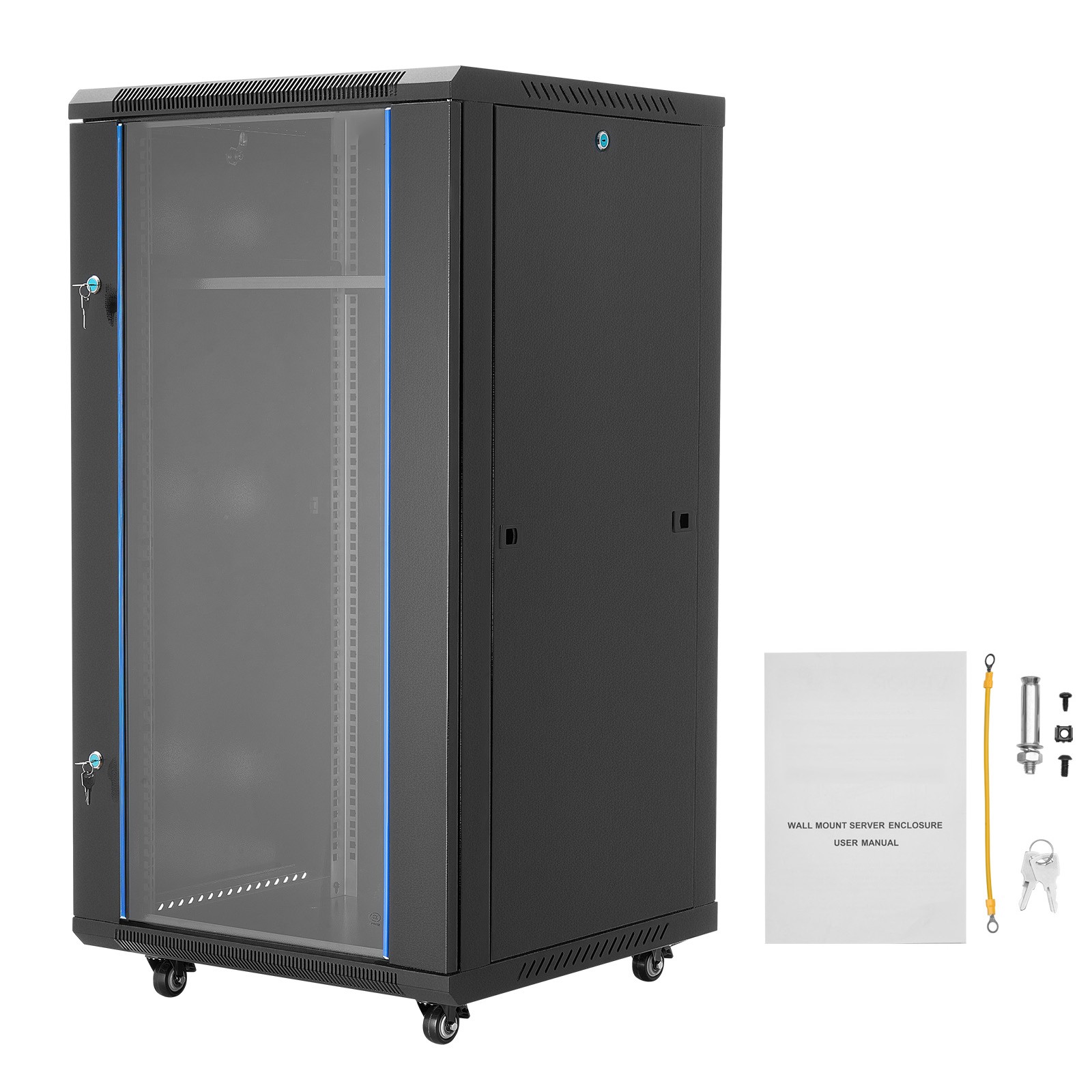 22U Wall Mount Network Server Rack Cabinet Enclosure 23.6” Deep Door Lock
