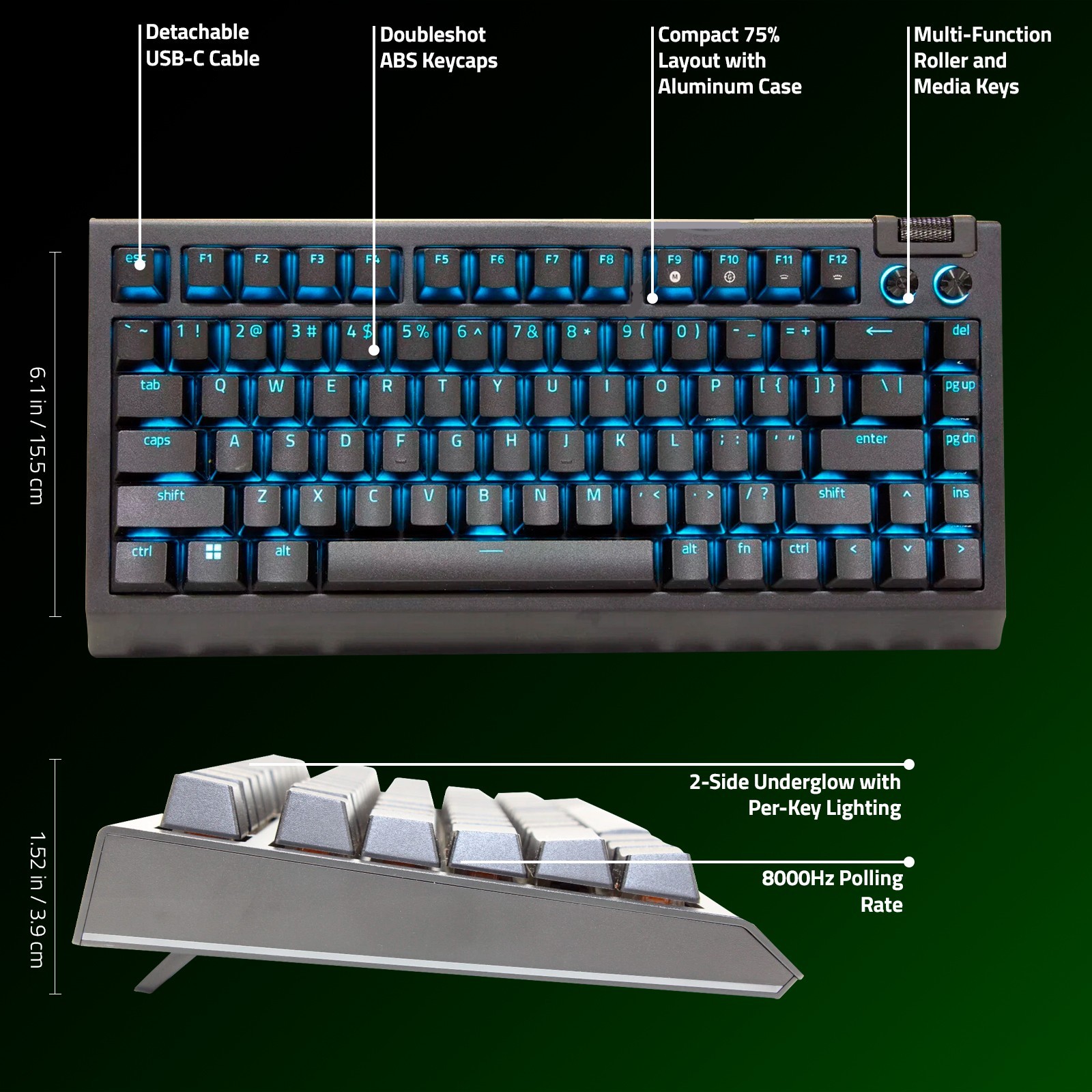 Razer BlackWidow V4 75% Mechanical Gaming Keyboard -Orange tactile Switches