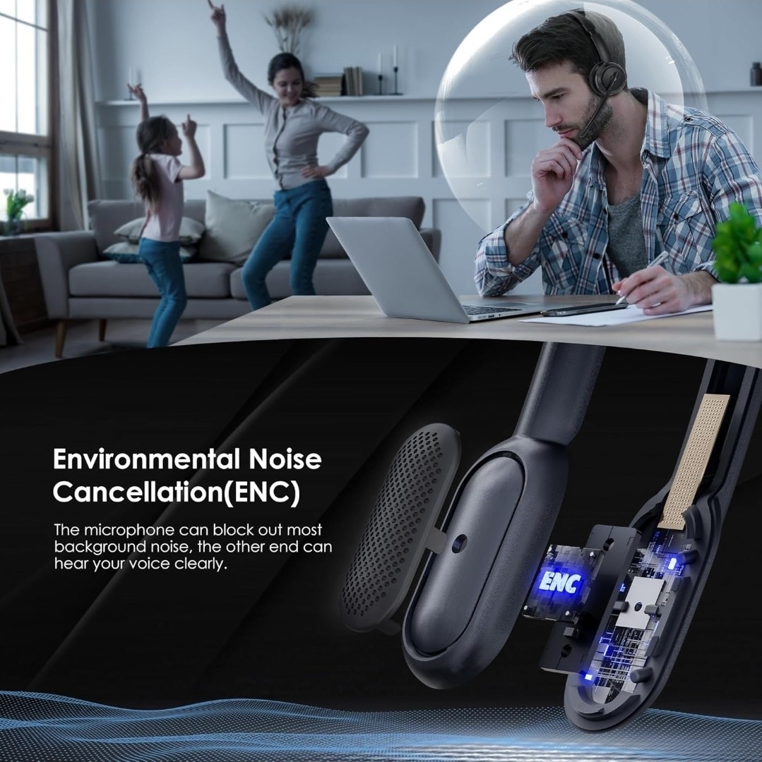 M112 Active Noise Canceling Wireless Headset Bluetooth V5.4 with Charging Stand