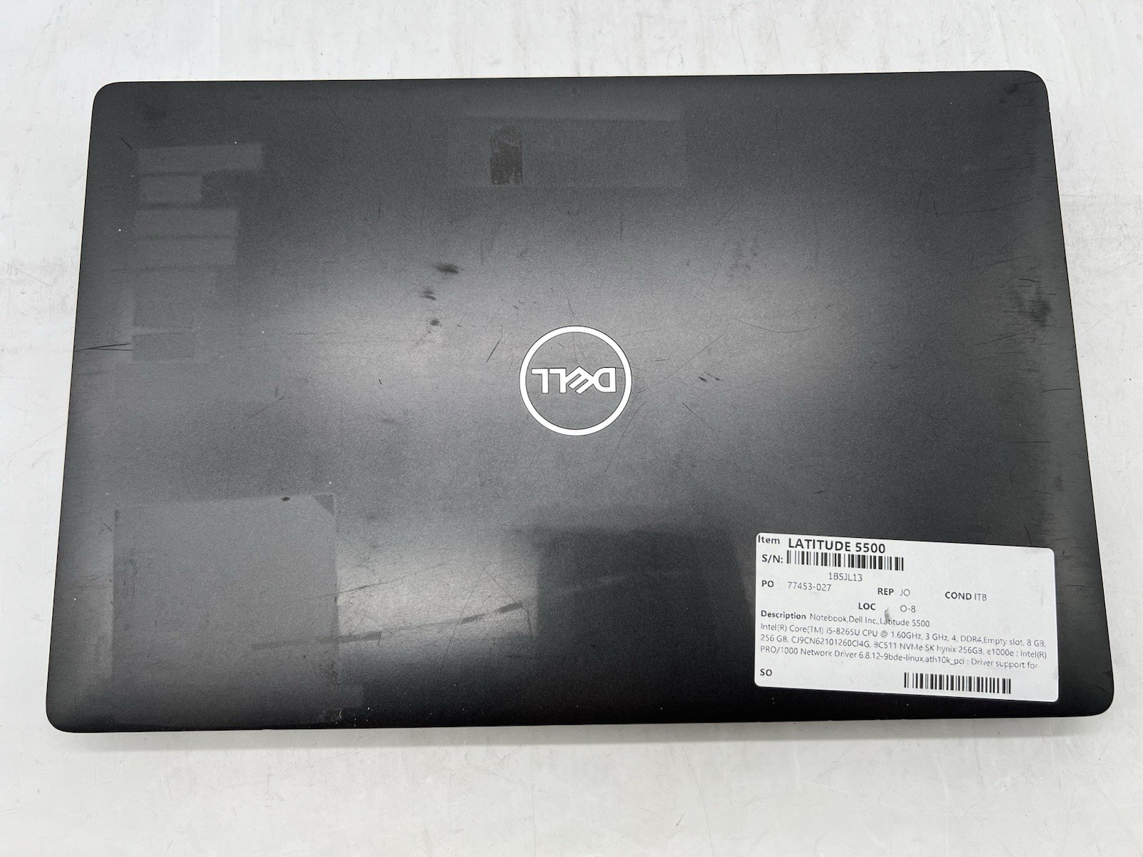 Dell Latitude 5500, i5-8265U, @ 1.60GHz, 8GB RAM, 256GB NVMe, No OS , w/Charger