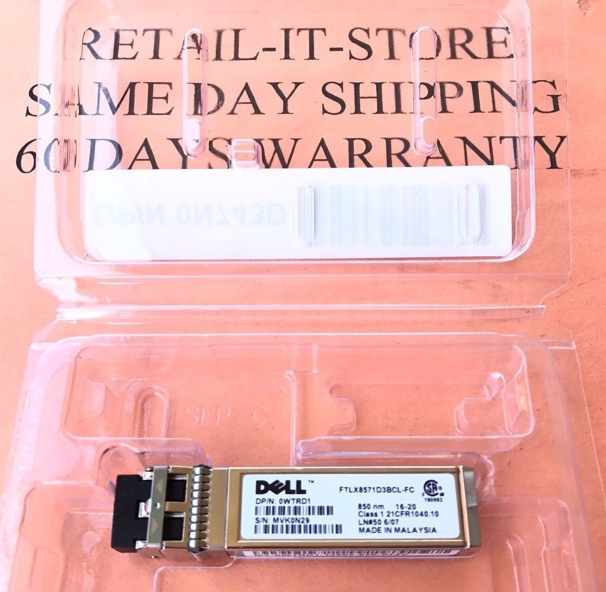 Genuine Dell 330-6749 SFP+ 850nm MMF Optical Transceiver w/60 days warranty