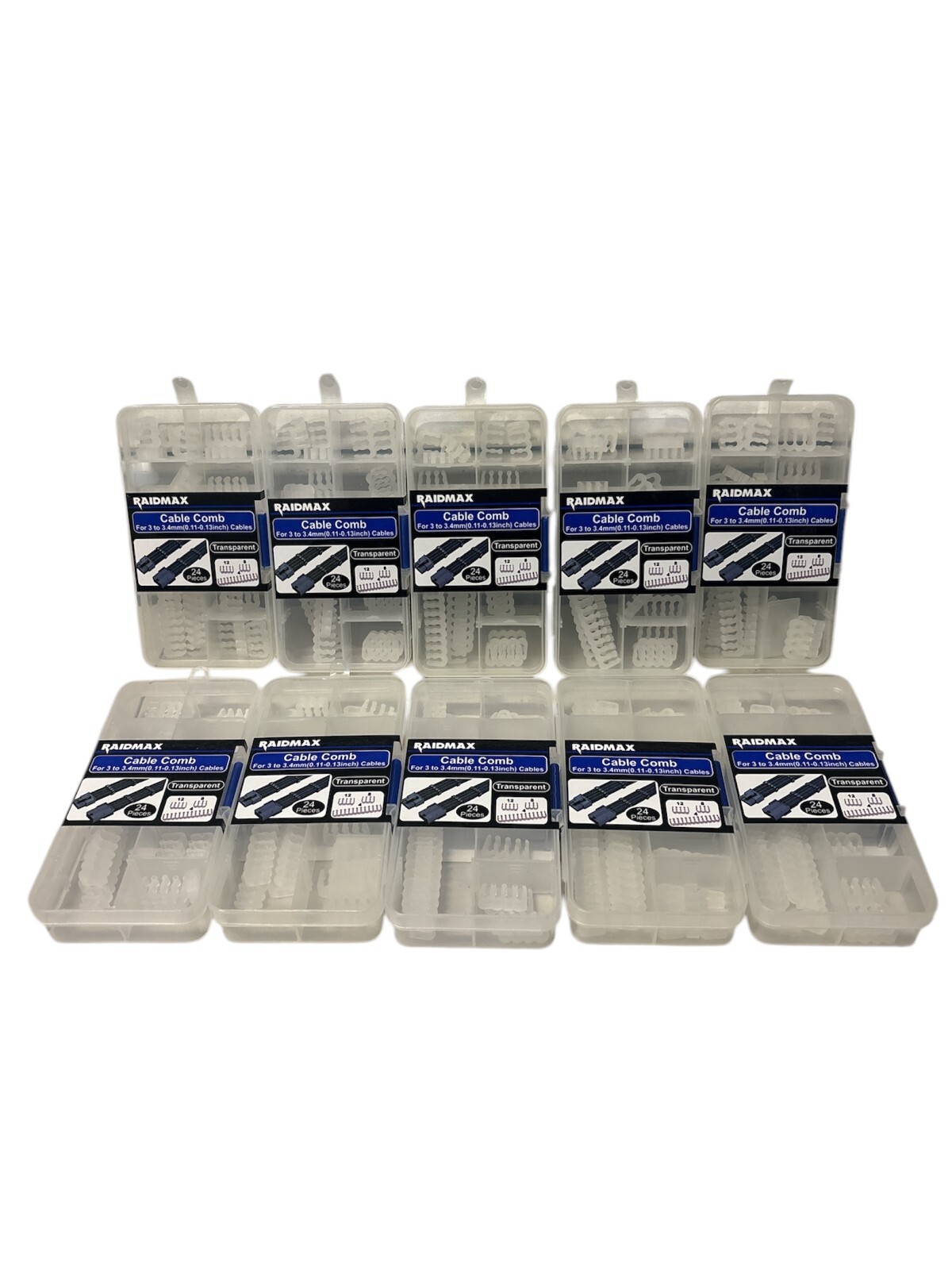 240 Pcs 6/8/24 Pin Cable Comb Organizer 3.0-3.4mm PC Power Cables Wiring White