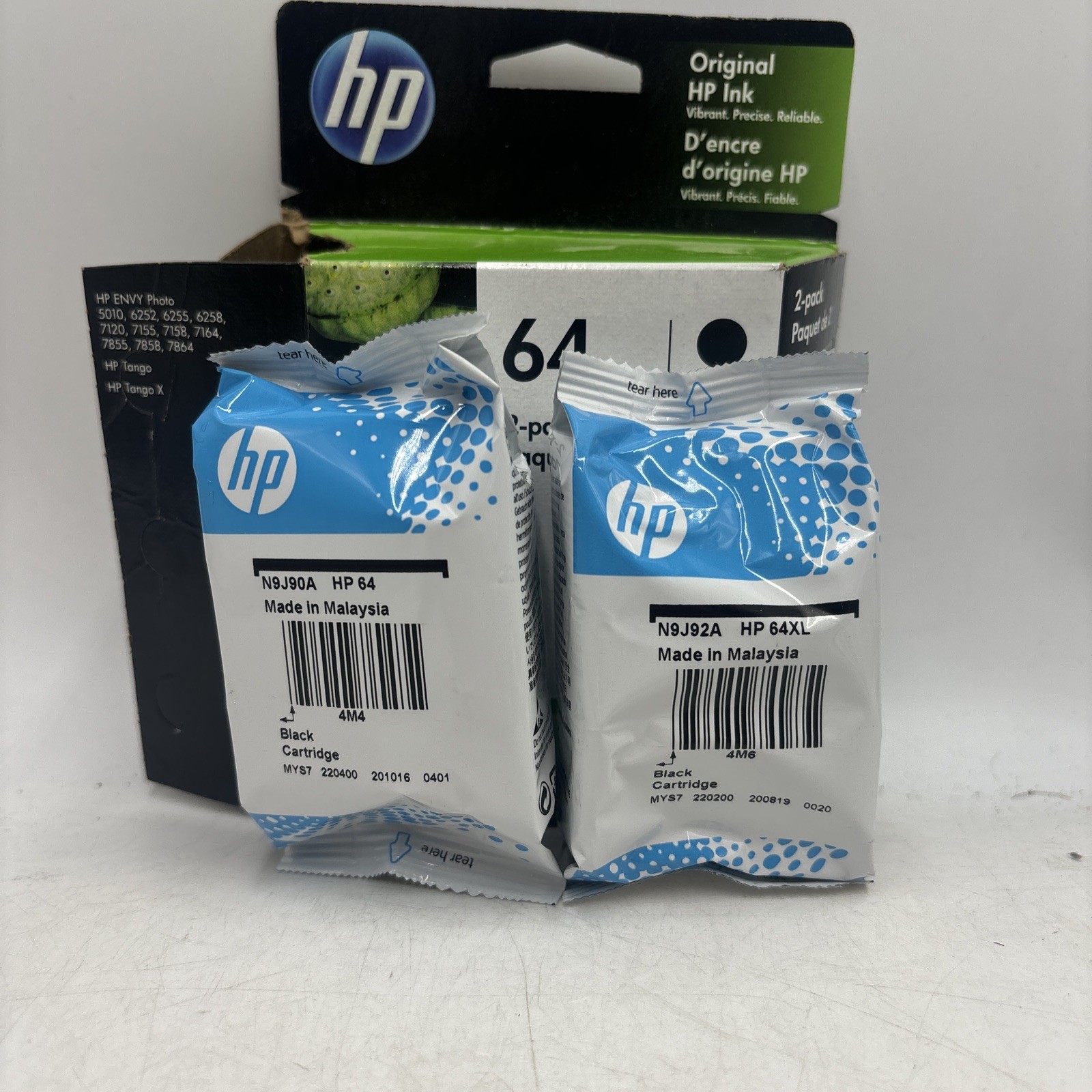 Genuine New HP 64 Black Ink 2PK N9J90AN 3YP22AN OEM Sealed Bags Exp Oct 22