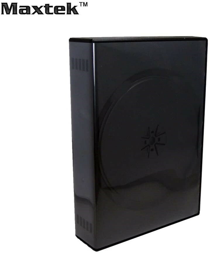 10 PK Maxtek Black 12 Disc DVD Cases with 5 Flip Trays and Outter Clear Sleeve
