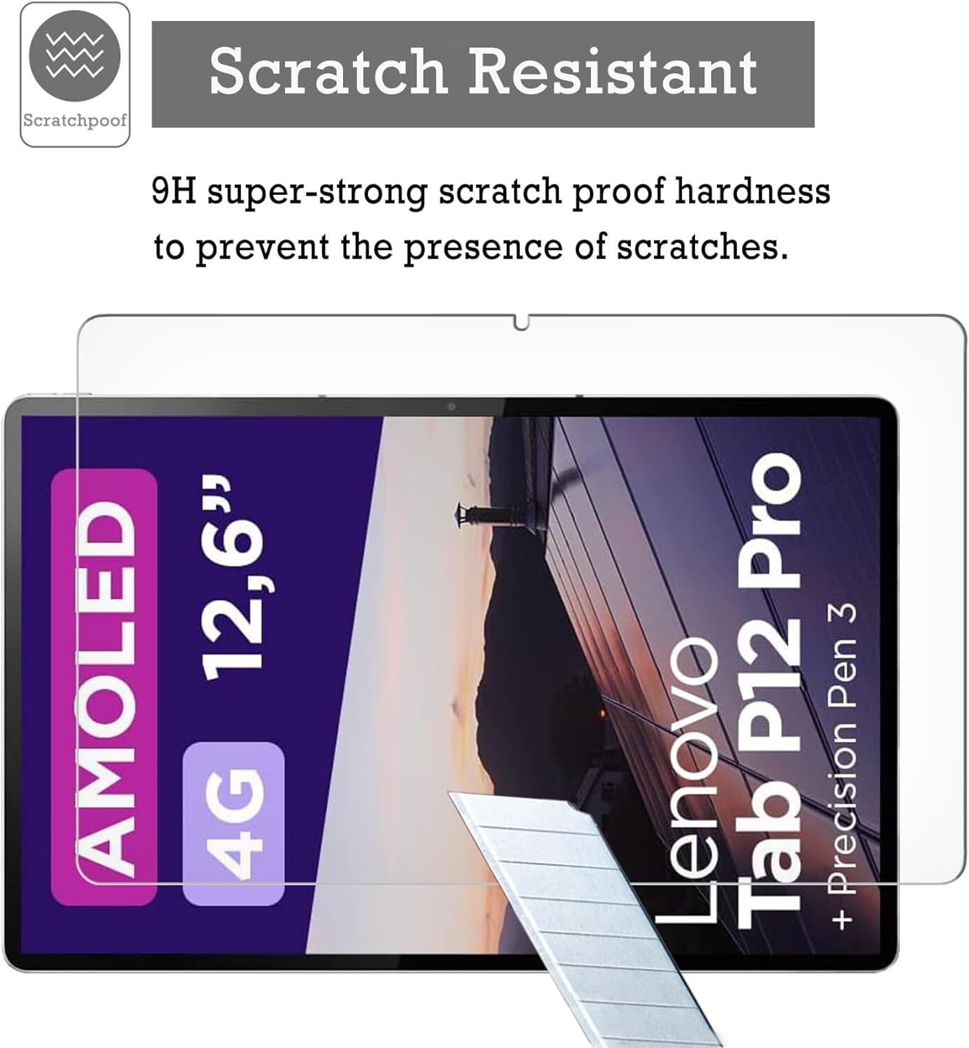 2 Pcs Lenovo Xiaoxin Pad Pro 12.6 in TB-Q706F/Z Screen Protector Tempered Glass