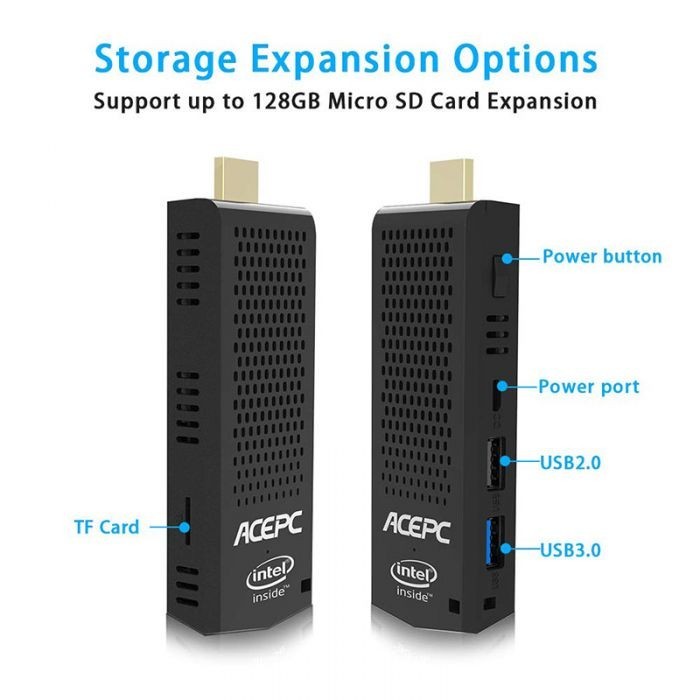 ACEPC T6 PC Stick Intel Z8350 8GB RAM 128GB Storage HDMI Plug-in Mini Computer