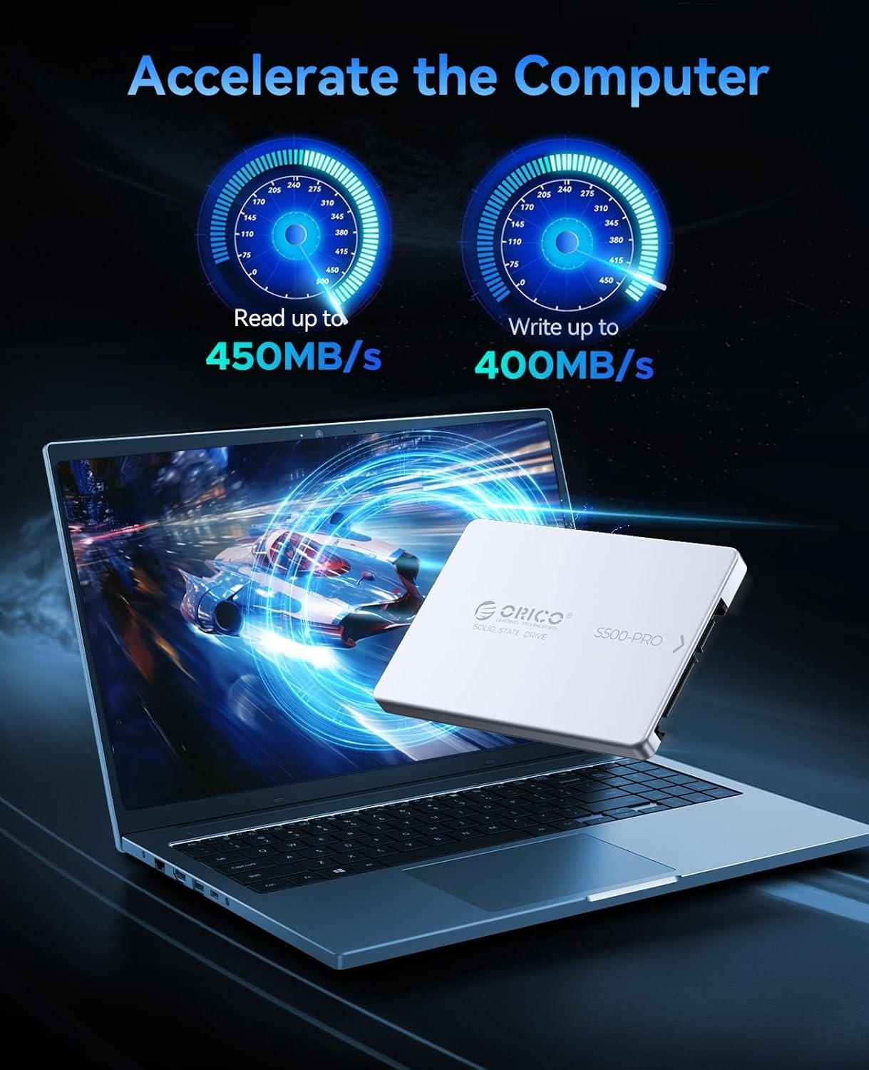 ORICO 256GB SATA III SSD 2.5″ Internal Solid State Drive, up to 450MB/s, 3D NAND