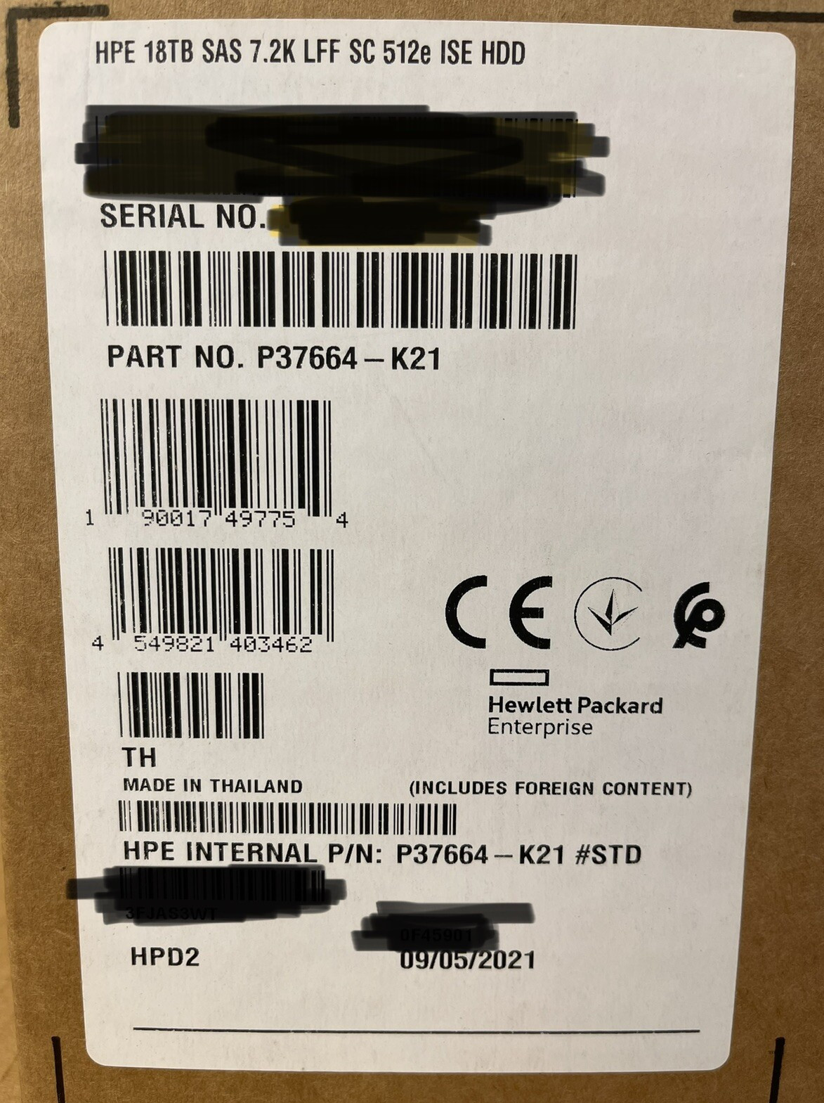 New Sealed HPE 18TB SAS 12G Midline Business Critical MV 7.2K LFF 3.5 HDD SC