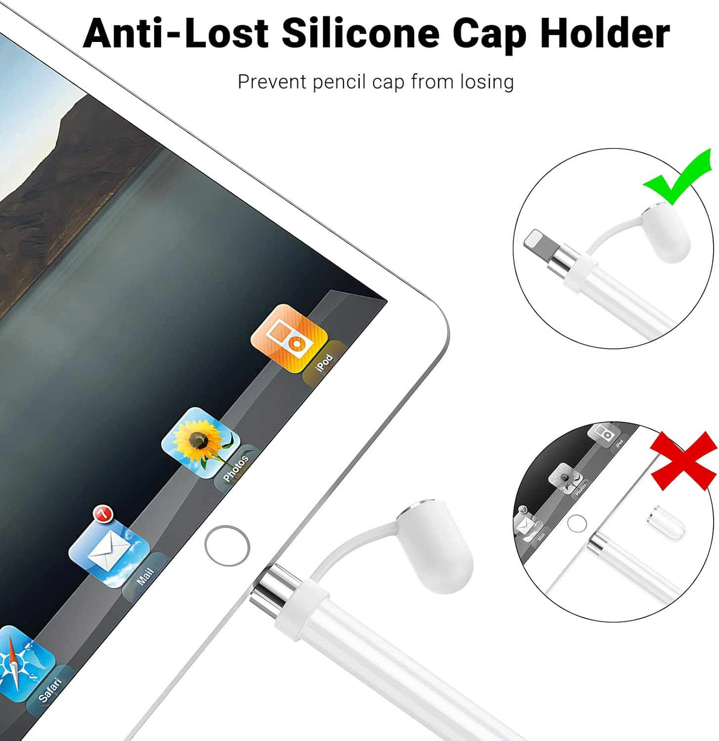 Apple Pencil Cap 1st Generation Magnetic iPencil Replacement for Apple Pen Top