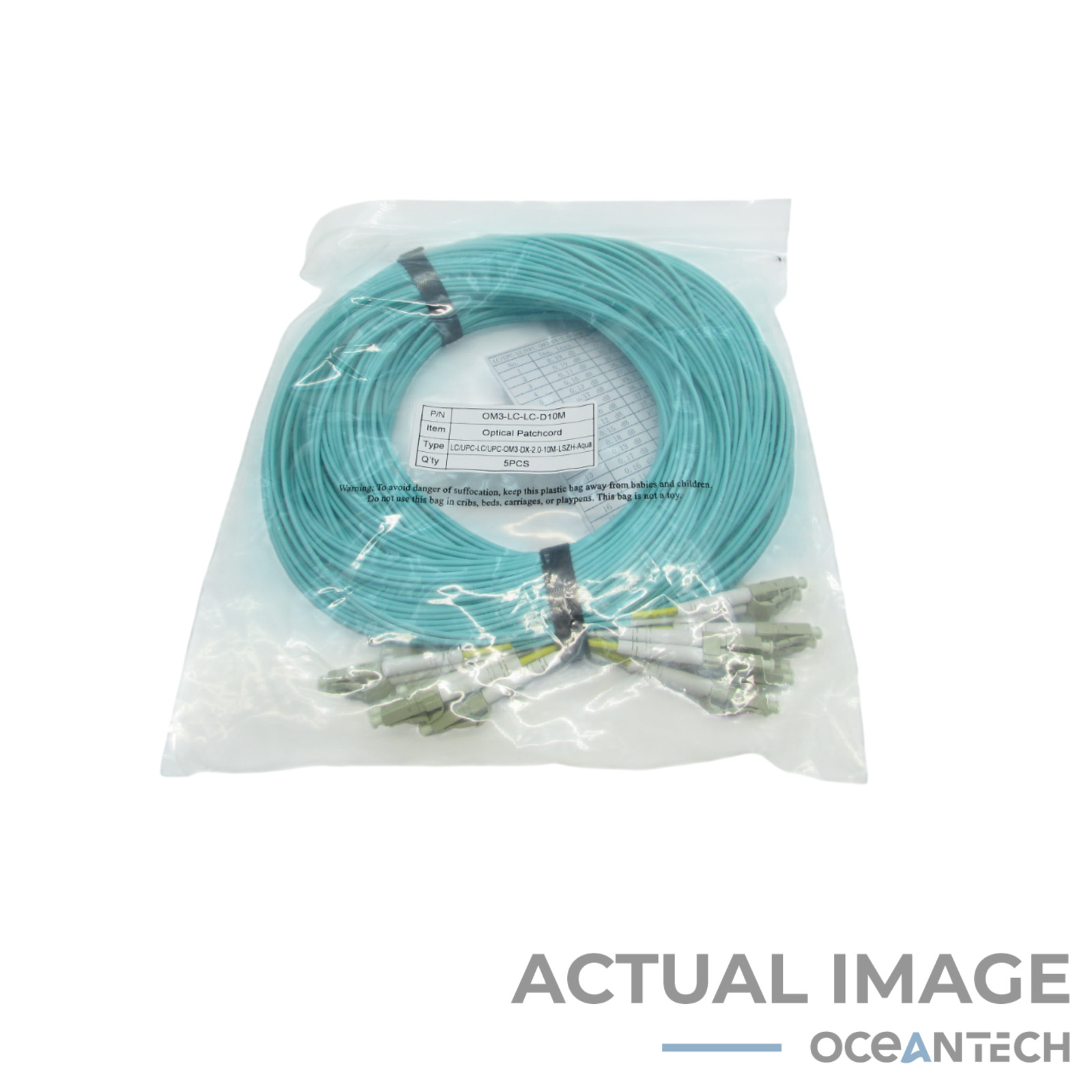 New LC/UPC to LC/UPC OM3 DX-2.0 10M Pack of 5 OM3-LC-LC-D10M
