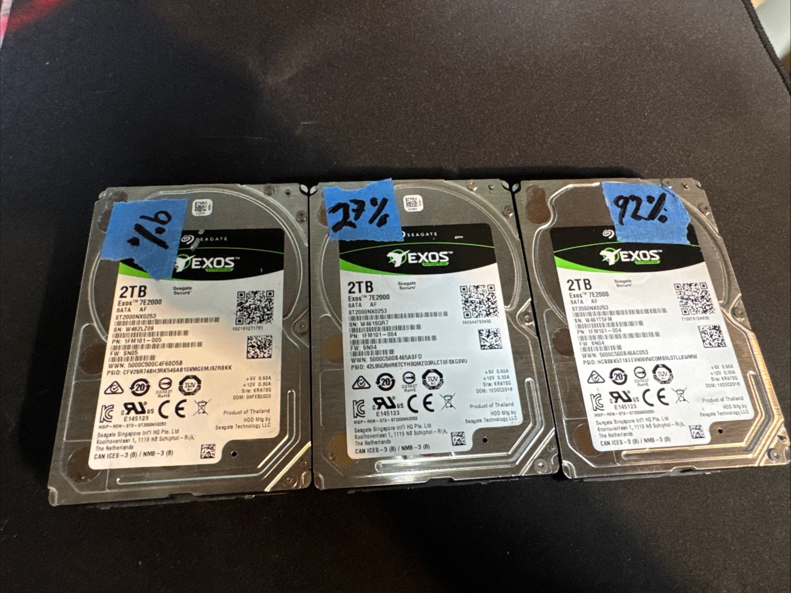 X3 EXOS Enterprise 7E2000 2TB 2.5″ SATA Hard Drive ST2000NX025 92%-27%-9% Health