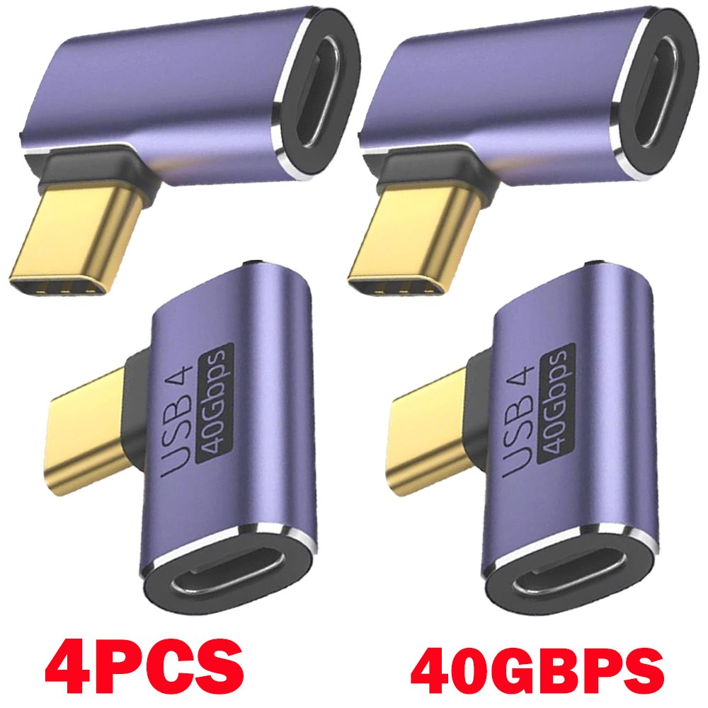 4x USB Type C Male to Female Side Bend 90 Degree Adapter 40Gbps Data Transfer US