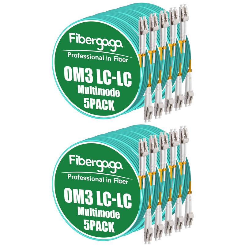 Fibergaga 10Pack-0.5M1.6Ft Om3 Lc To Lc Fiber Patch Cable Multimode Jumper