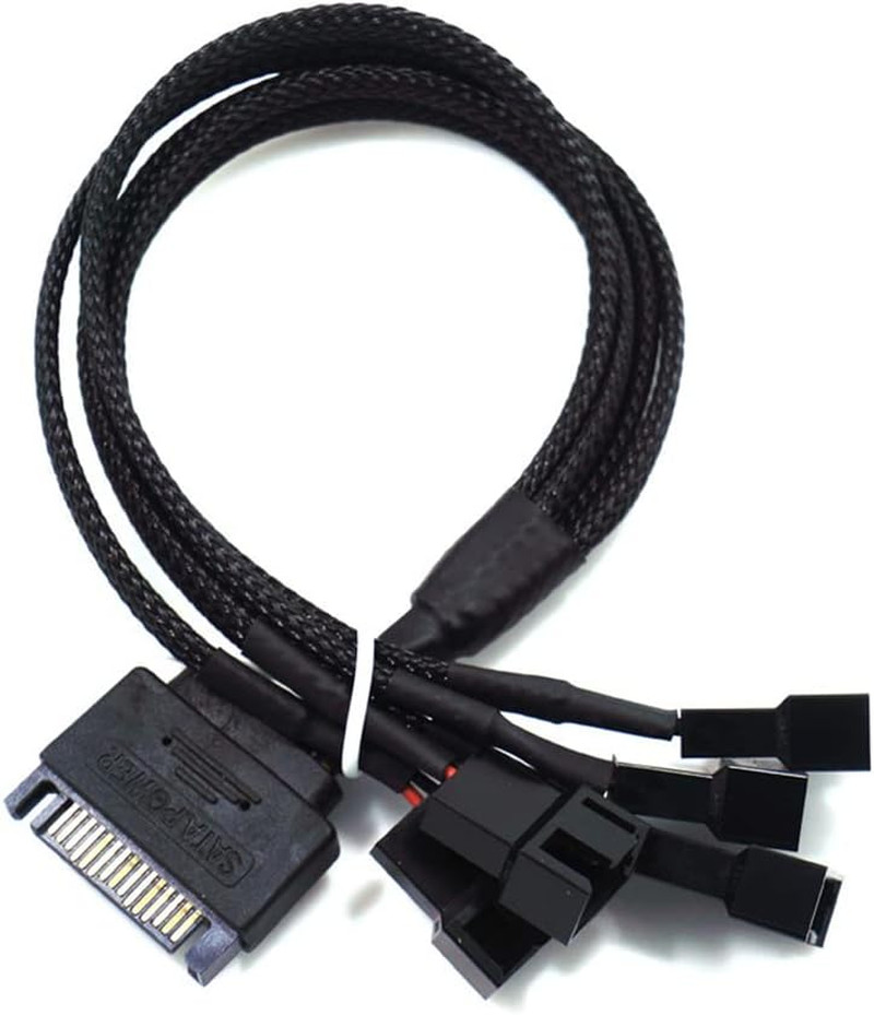 SATA to 3 Pin / 4 Pin Fan Adapter, 15 Pin SATA to 12V PC Case Fan Splitter Exten