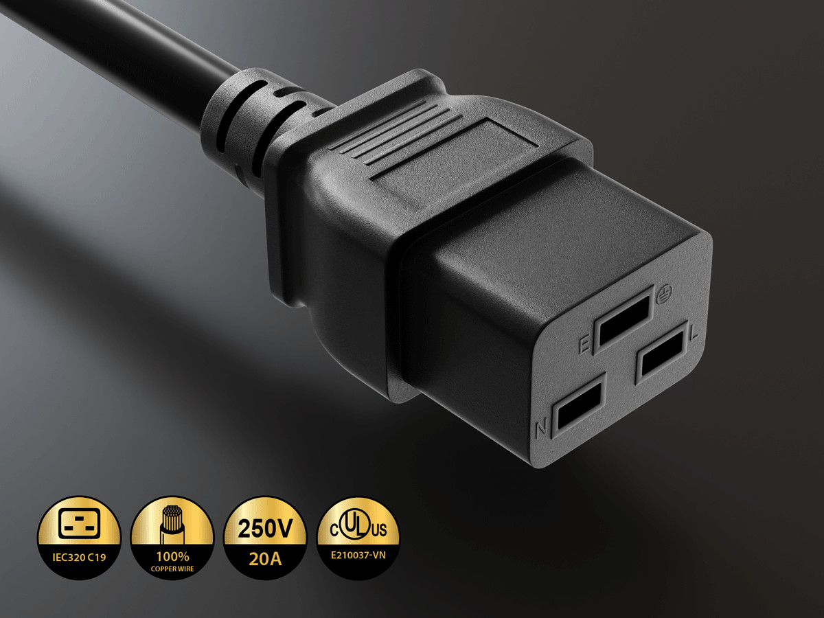15ft NEMA L6-20P to C19 Heavy-Duty Locking Power Cord 12 AWG 20A/250V SJT Hig…