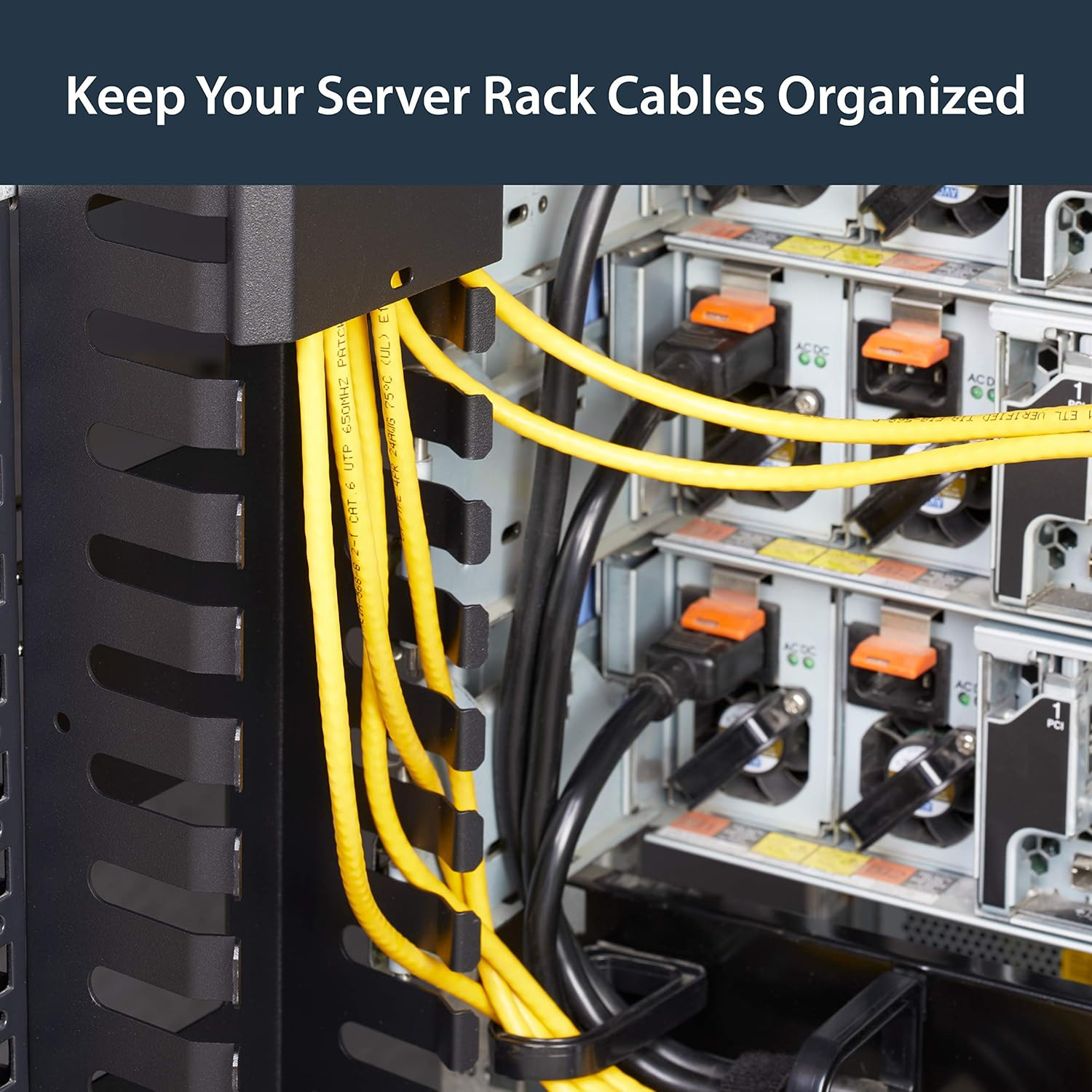 3Ft Vertical Cable Management Duct for 19″ Server Rack – Slotted Wire Raceway