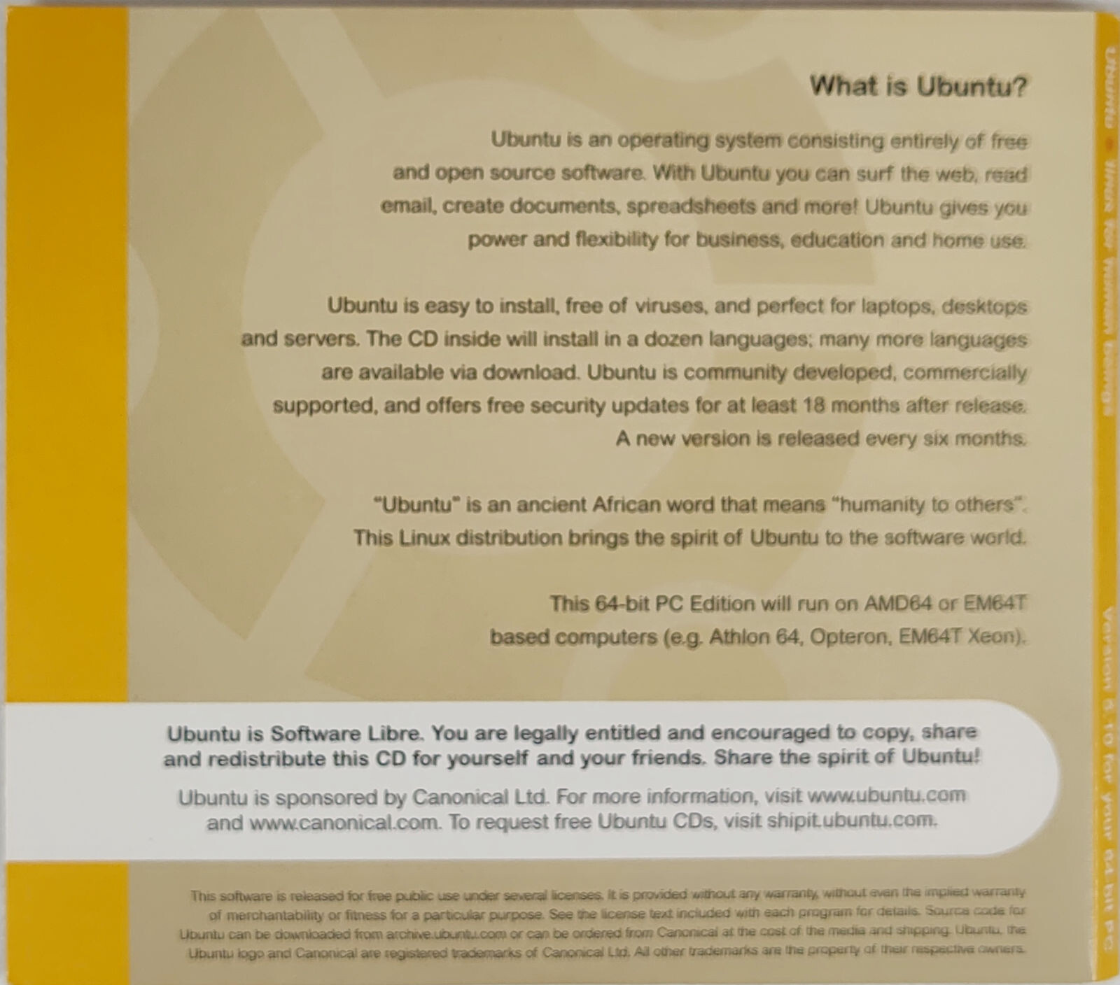 Vintage Ubuntu 5.10 64-bit for your PC install cd and live cd