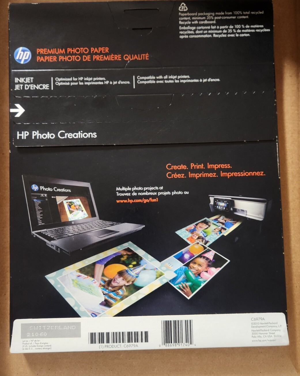 HP Premium Glossy Photo Paper C6979A 50 Sheets 10mil 8.5×11 Inkjet Printers