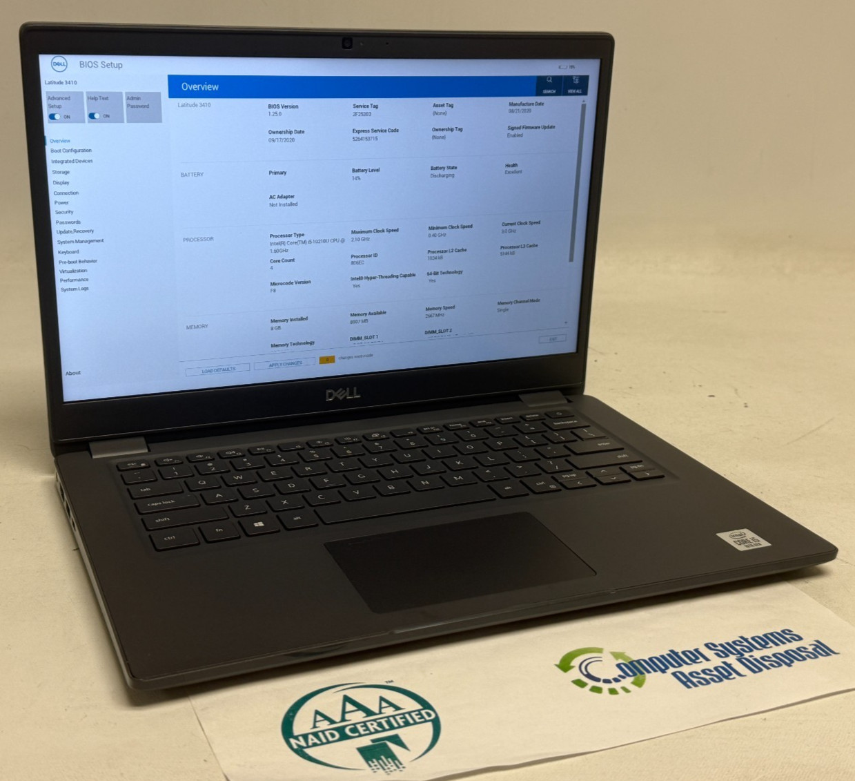 Dell Latitude 3410 14″ (i5-10210u 1.60GHz – 8GB RAM – 256GB SSD – Win11Home)