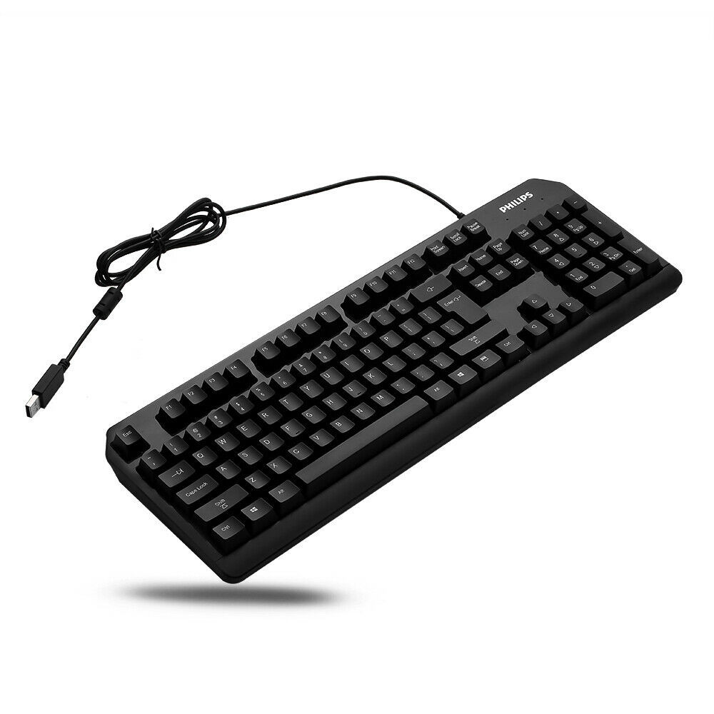 Philips Gaming Keyboard, USB Wired, Full-Size 104 Keys, Black, PC Laptop