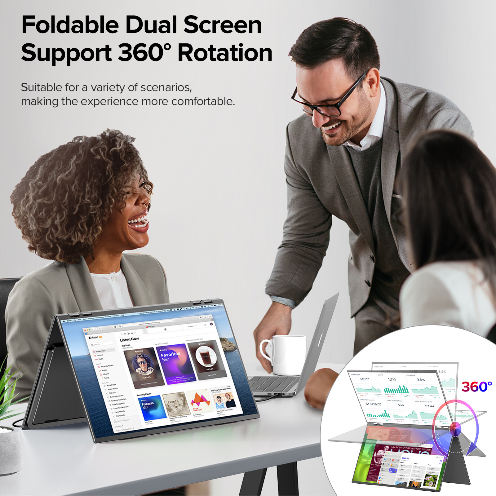 UPERFECT 23.8″ FHD 100Hz Dual Monitor Adjustable Stand Monitor Extender Screen