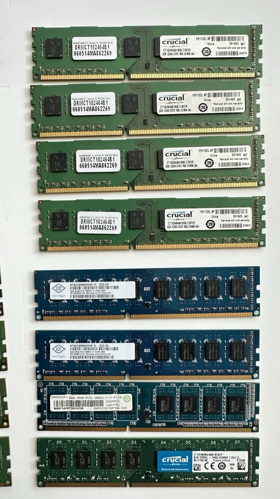 Mixed Brands Hynix, Crucial 4GB And 8GB DDR3 RAM