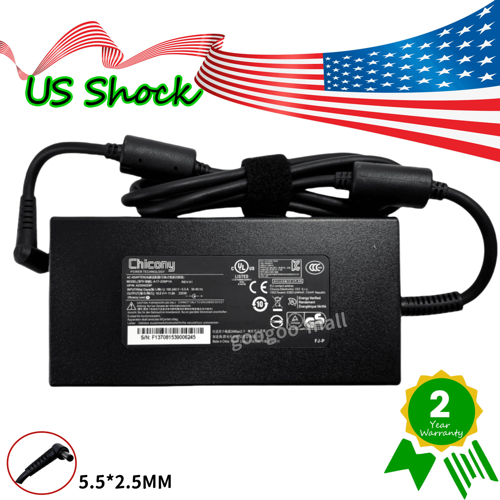 New Genuine 19.5V 11.8A 230W for MSI GS75 Stealth 8SE MS-17G1 Charger AC Adapter