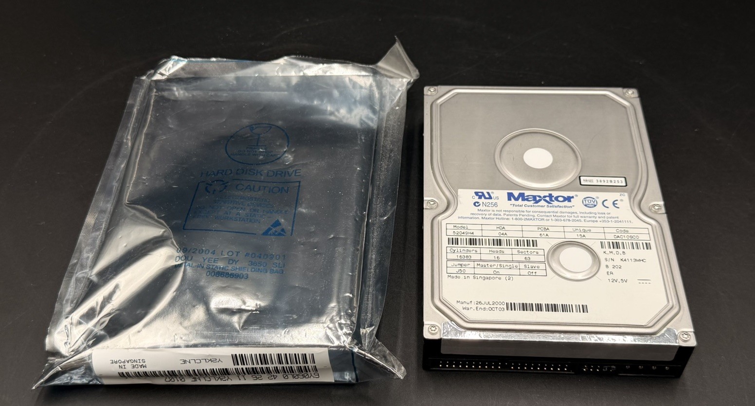 Vintage Maxtor 52049H4 20.4GB IDE PATA 3.5” Hard Drive Untested