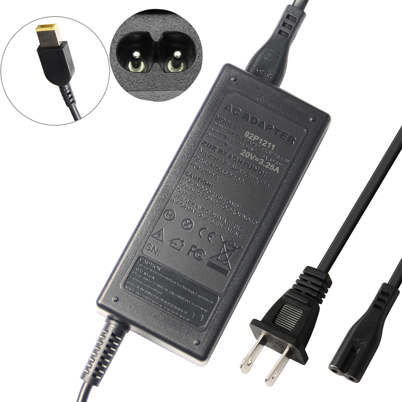65W/90W/135W 20V Laptop Charger AC Adapter For Lenovo ThinkPad-SQUARE SLIM TIP