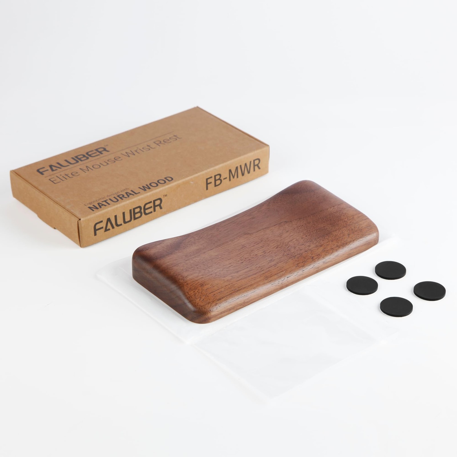 Ergonomic Walnut Wood Wrist Rest Fits Mouse 6.3×3.15 Inch Non Slip Pads