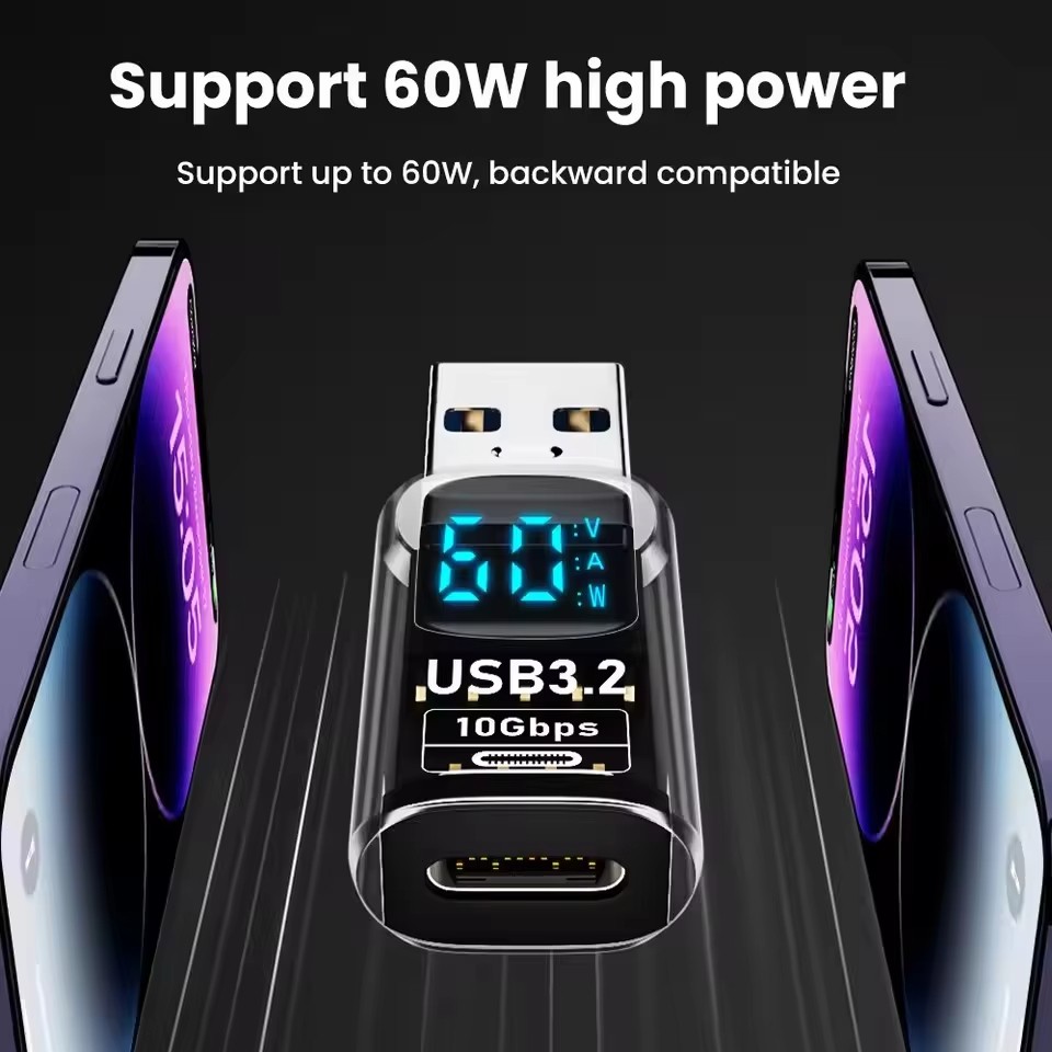 USB 3.2 Digital Display Adapter 10Gbps USB Male TO USB Female Converter For PC