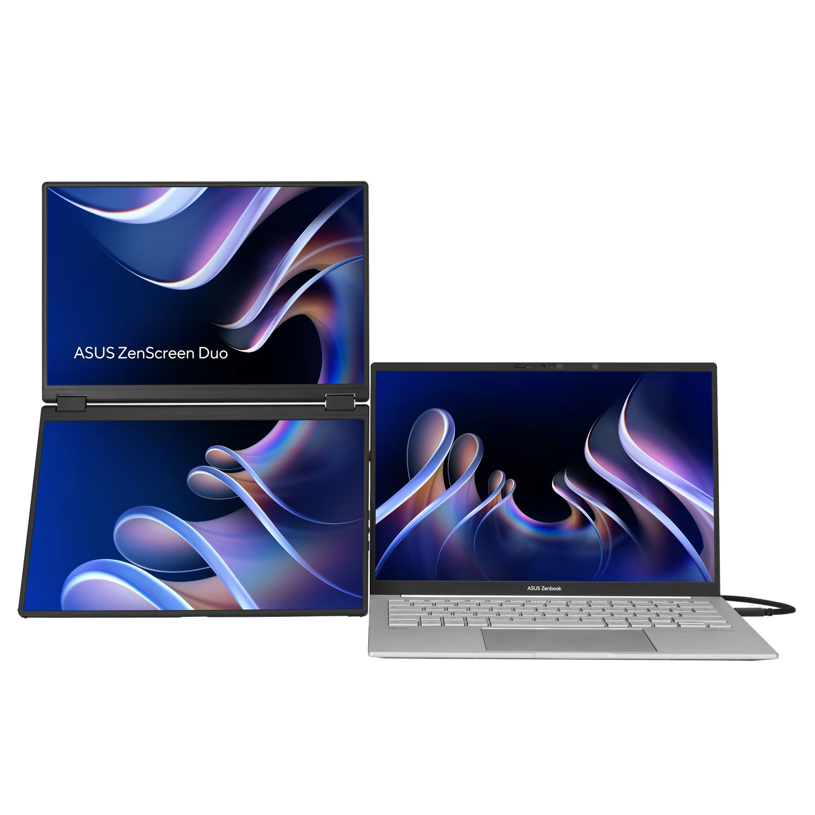 ASUS – ZenScreen Duo 14″ FHD+ IPS Portable Dual Monitor with Ergo Kickstand a…