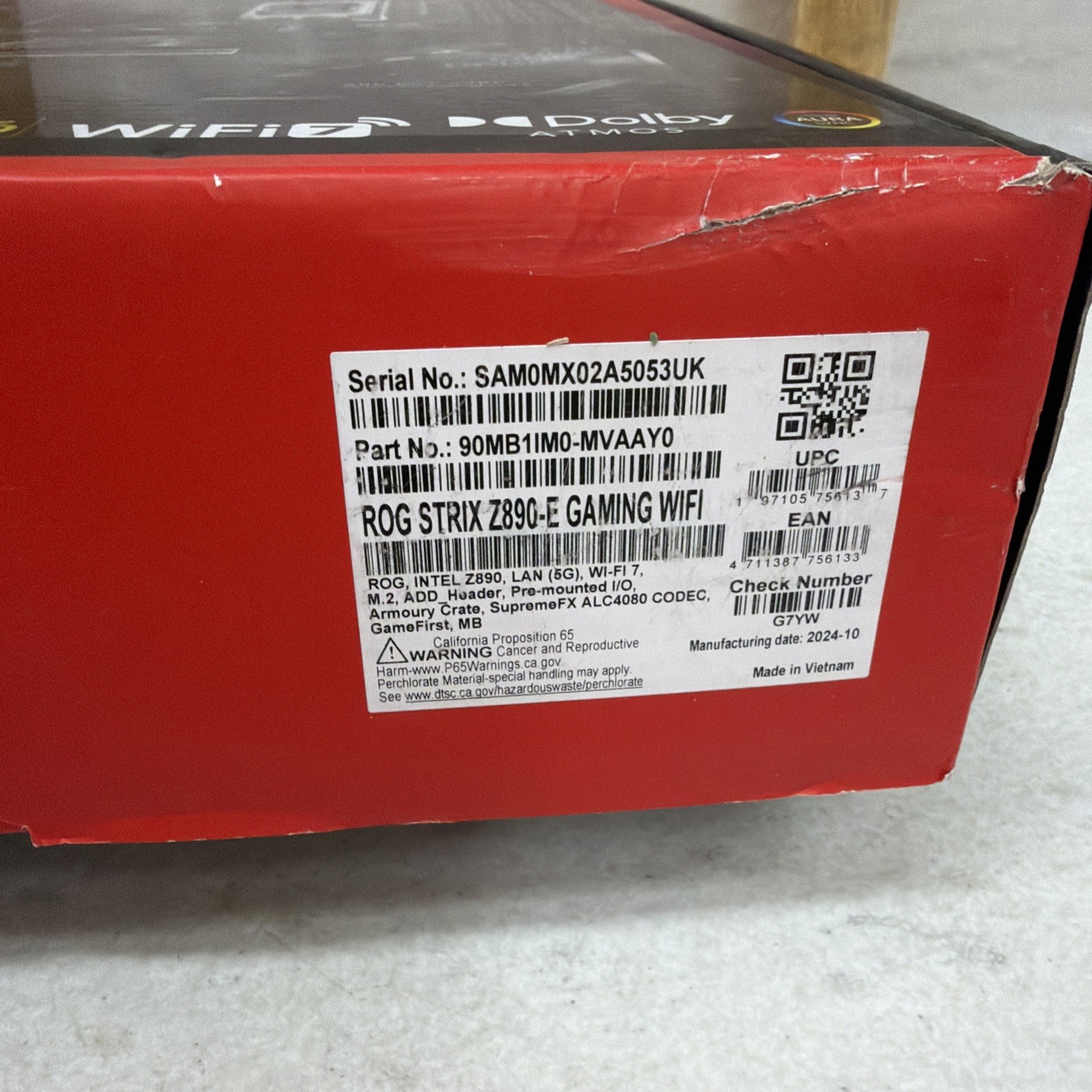 ASUS ROG STRIX Z890-E GAMING WIFI Intel® Z890 LGA 1851 ATX motherboard Sealed!