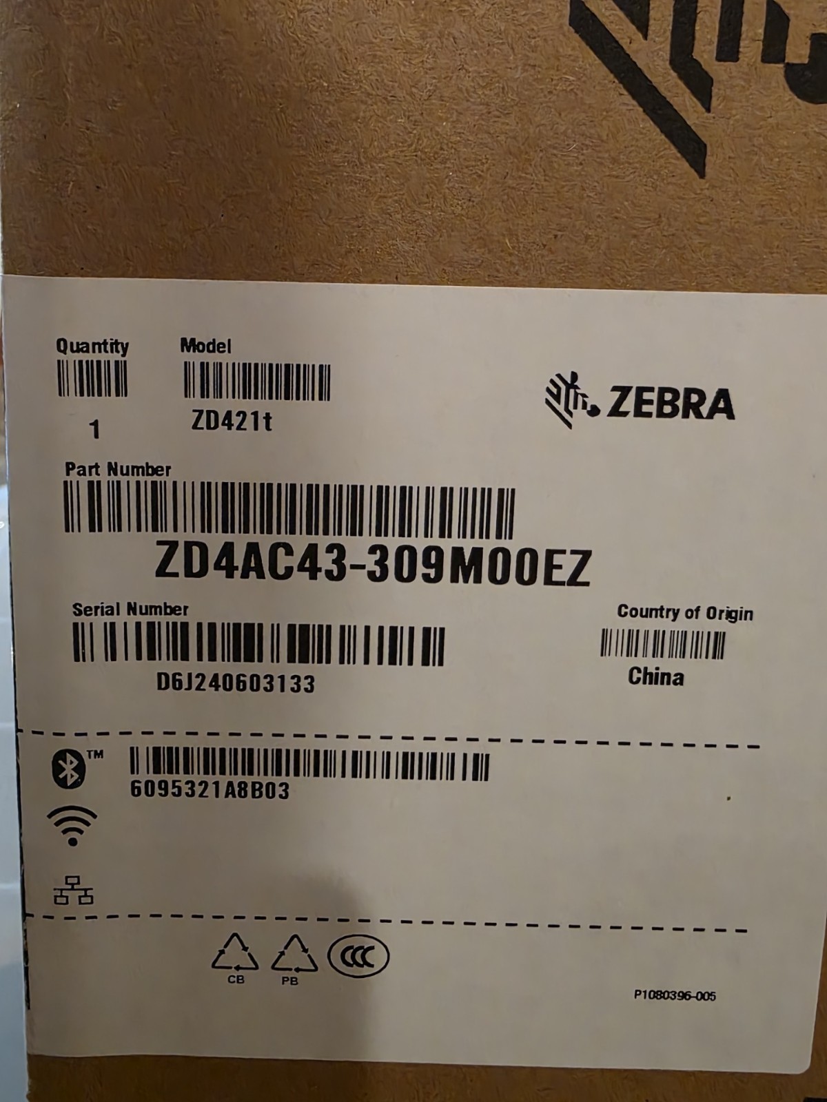 Zebra ZD421T Barcode Thermal USB Label Printer ZD4AC43-309M00EZ New Open Box