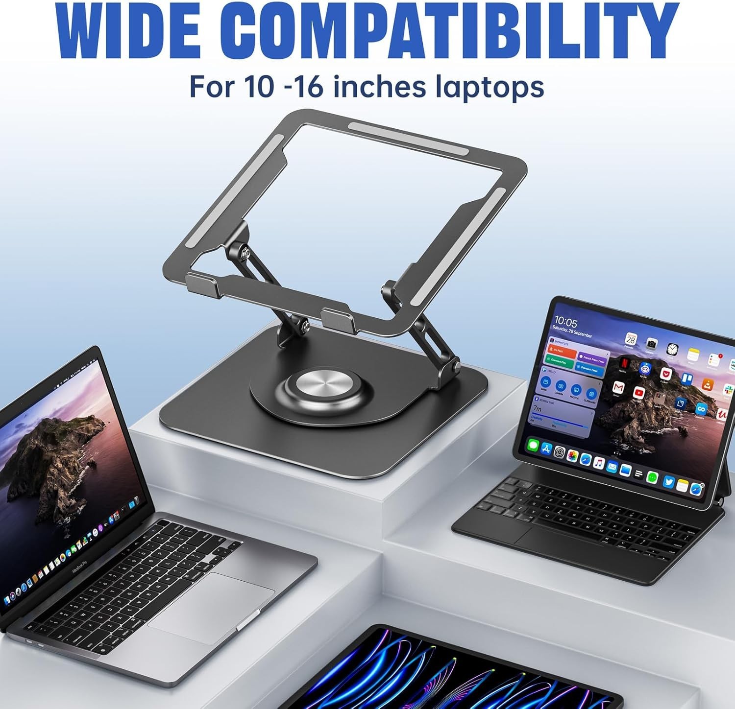 Laptop Stand for Desk, Adjustable Computer Stand with 360° Rotating Base, Erg…
