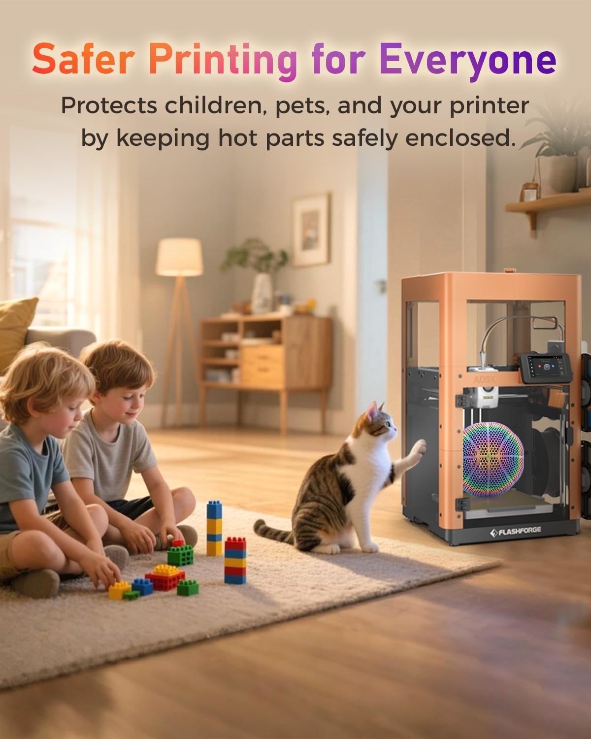 FLASHFORGE AD5X 3D Printer Enclosure Kit DIY Colors & Style Noise&Odor Reduction