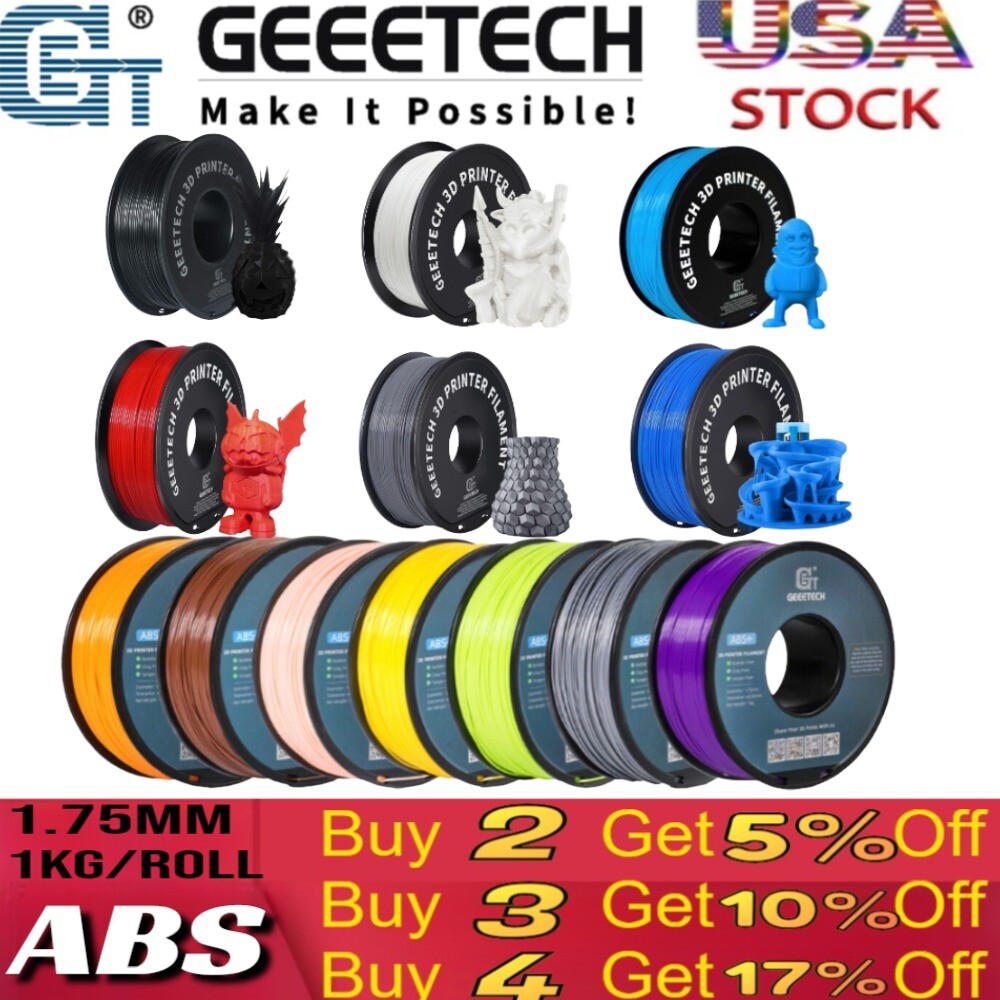 Hot SALE!GEEETECH 3D Printer multicolor Filament PLA/ABS+/PETG/TPU 1.75mm 1KG US